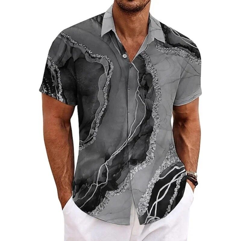 Men's Retro 3D Printed Lapel Short-Sleeve Shirt - Image 10